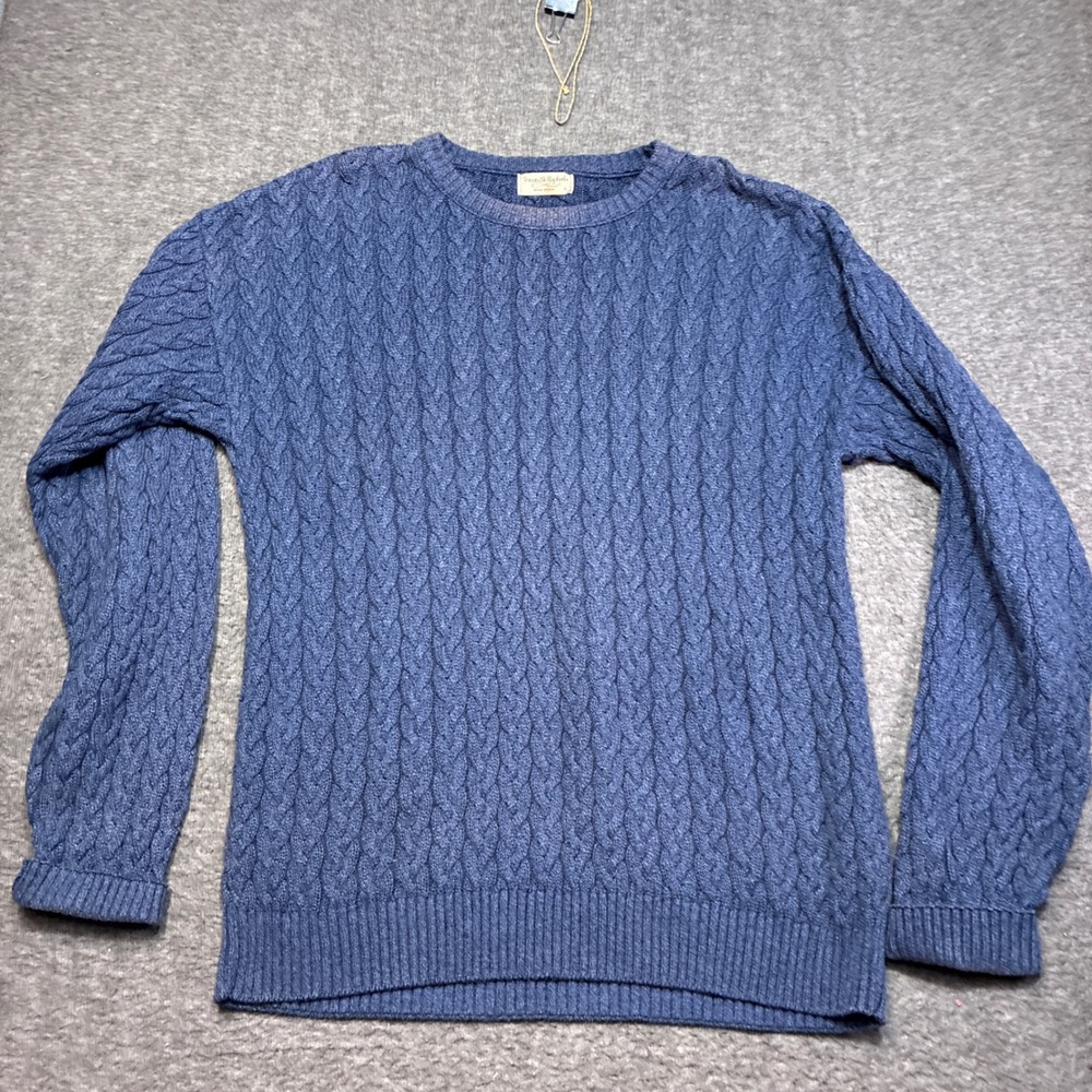 Tricots‎ St Raphael Sweater Mens Large Blue Cable Knit Vintage Crewneck